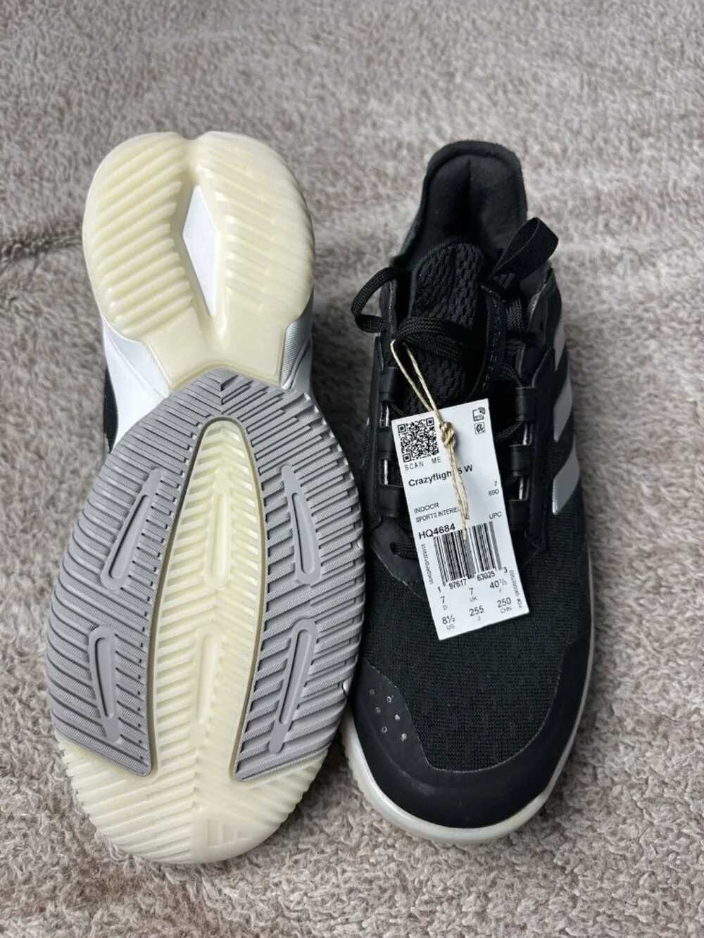 Adidas Women's Crazyflight 6 Black Silver Metallic Volleyball Shoes 8.5 HQ4684